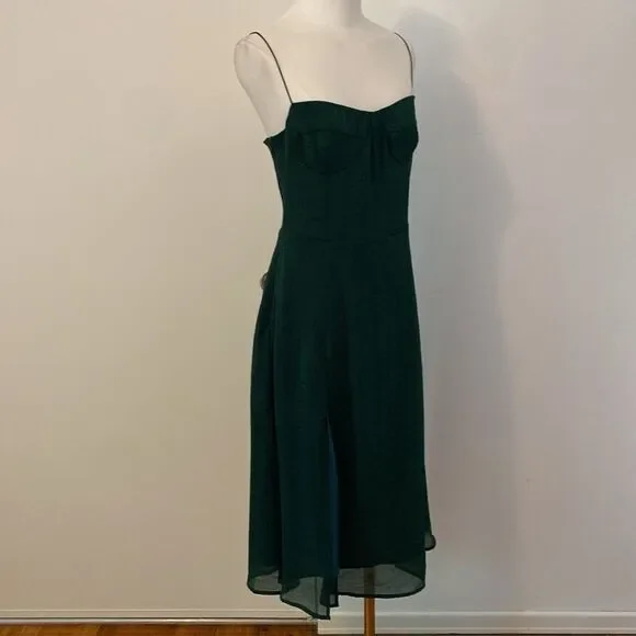 JNSQ Green Bustier Midi Dress with Thigh Split Size 6 - Picture 5 of 14